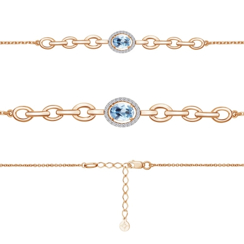 Браслет (925 п) топаз, фианит