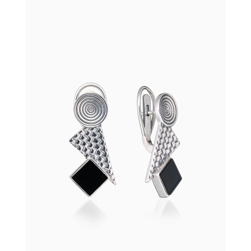 Серьги из серебра 925 пробы с ониксом