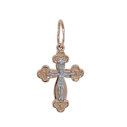 Подвеска Крест из золота 585 пробы с бриллиантами