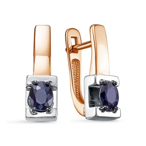 Серьги из золота 585 пробы с сапфирами