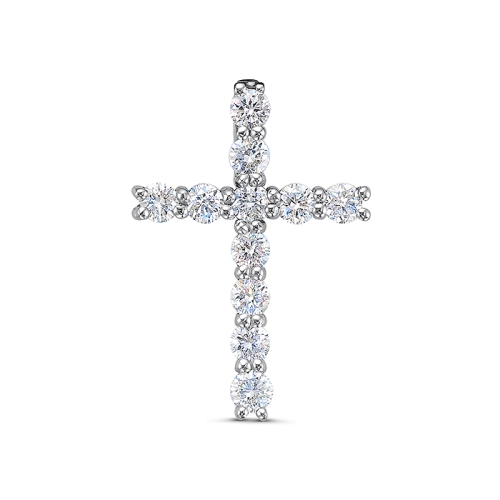 Подвеска декоративный крест из белого золота 585 пробы с бриллиантами