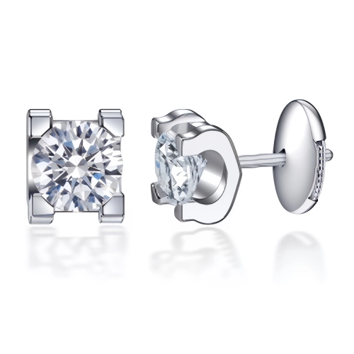 Серьги пусеты из серебра 925 пробы с цирконами