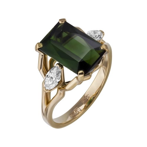 Кольцо (750 ж) турмалин, тсаворит