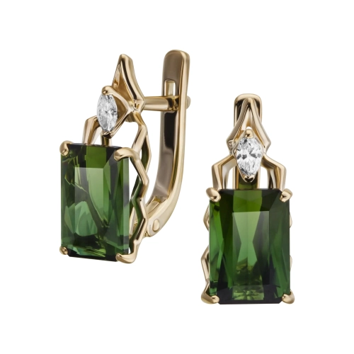 Серьги (750 ж) турмалин, тсаворит