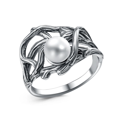 Кольцо из серебра 925 пробы с искусственным жемчугом