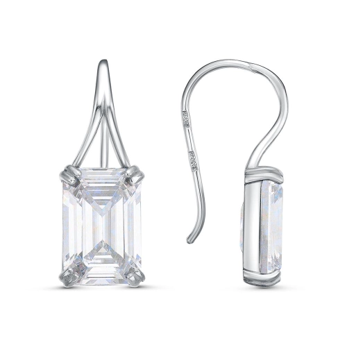 Серьги петельки из серебра 925 пробы с фианитами