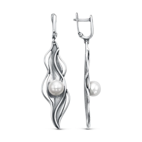 Серьги из серебра 925 пробы с искусственным жемчугом