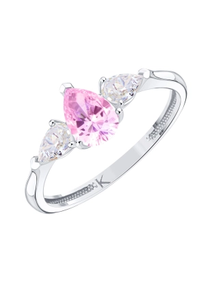 Кольцо из белого золота 585 пробы с цветными фианитами