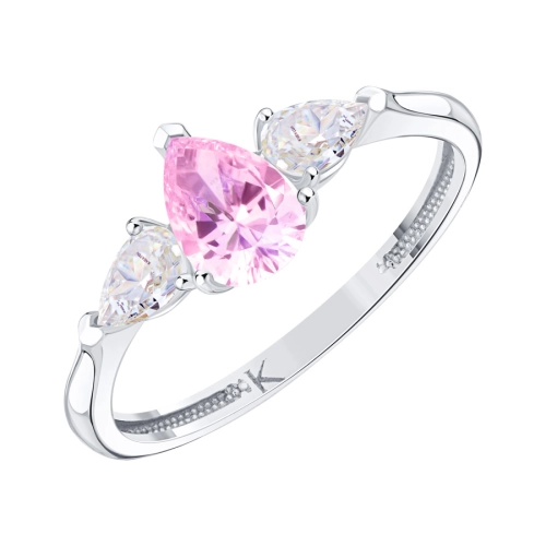 Кольцо из белого золота 585 пробы с цветными фианитами