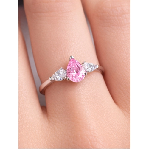 Кольцо из белого золота 585 пробы с цветными фианитами