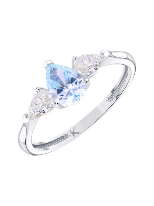 Кольцо из белого золота 585 пробы с цветными фианитами