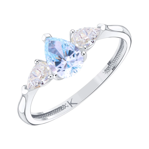 Кольцо из белого золота 585 пробы с цветными фианитами