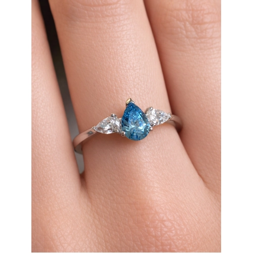 Кольцо из белого золота 585 пробы с цветными фианитами