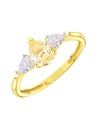 Кольцо из желтого золота 585 пробы с цветными фианитами