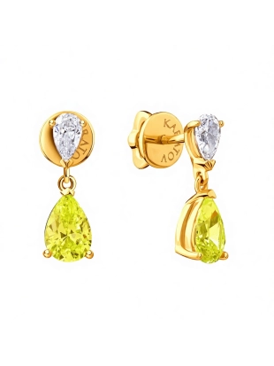 Пусеты (585 ж) цветной фианит