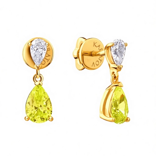 Пусеты (585 ж) цветной фианит