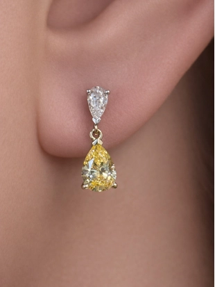 Пусеты (585 ж) цветной фианит