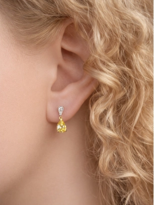 Пусеты (585 ж) цветной фианит