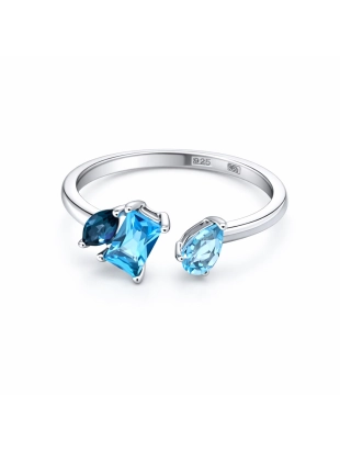 Кольцо из белого золота 585 пробы с топазами и топазами ЛОНДОН