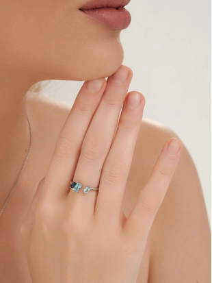 Кольцо из белого золота 585 пробы с топазами и топазами ЛОНДОН