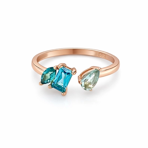 Кольцо (585) турмалин синт., празиолит синт.