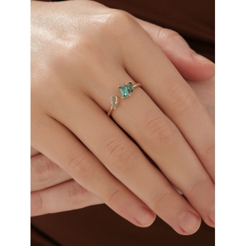 Кольцо (585) турмалин синт., празиолит синт.