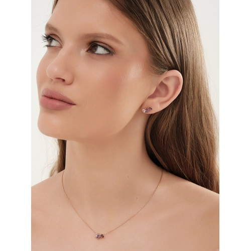 Пусеты (585) кварц, аметист, родолит синт.