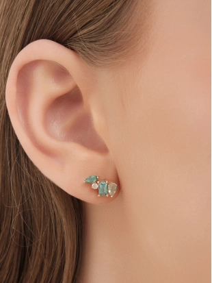 Пусеты (585) турмалин синт., празиолит синт., фианит