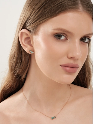 Пусеты (585) турмалин синт., празиолит синт., фианит