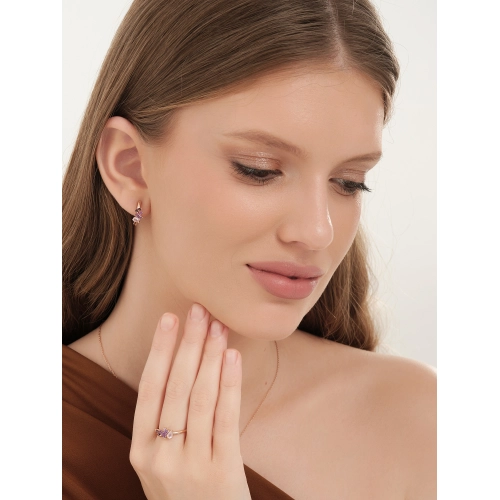 Серьги (585) кварц, аметист, родолит синт. конго