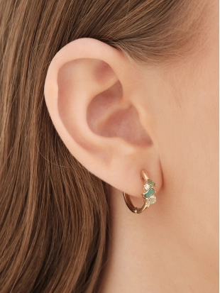 Серьги (585 ж) празиолит син., турмалин синт., фианит конго