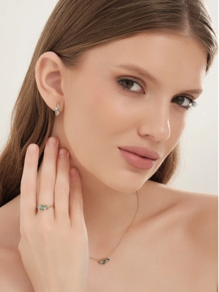 Серьги (585 ж) празиолит син., турмалин синт., фианит конго