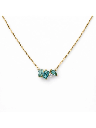 Колье (585 ж) турмалин синт., празиолит синт., фианит