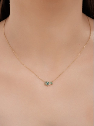 Колье (585 ж) турмалин синт., празиолит синт., фианит