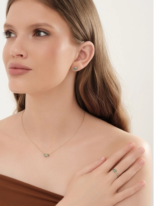 Колье (585 ж) турмалин синт., празиолит синт., фианит