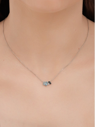 Колье из белого золота 585 пробы с топазами и топазом ЛОНДОН