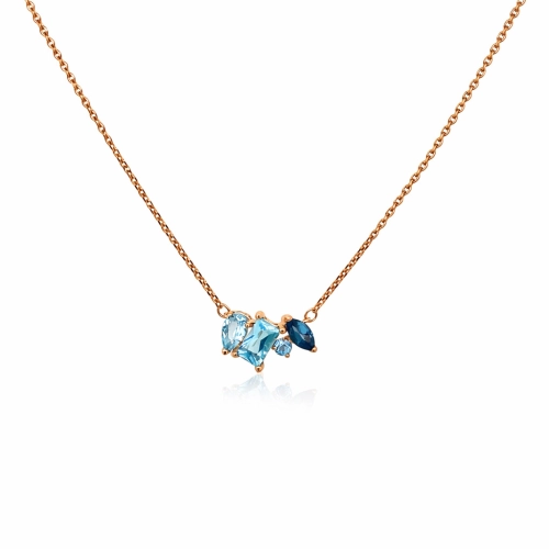 Колье из золота 585 пробы с топазами и топазом London Blue