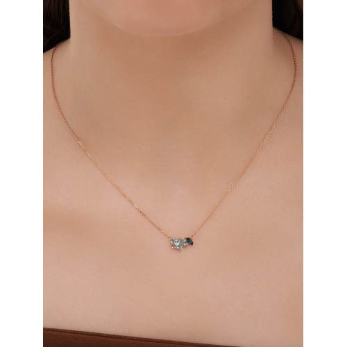 Колье из золота 585 пробы с топазами и топазом London Blue