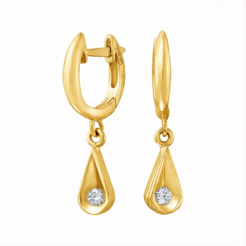 Серьги из желтого золота 585 пробы с бриллиантами