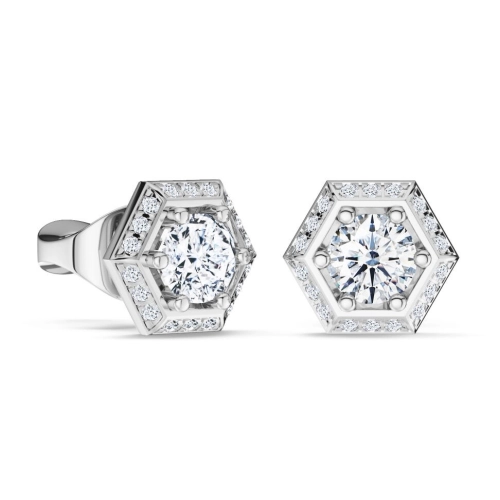 Серьги пусеты из белого золота 750 пробы с бриллиантами