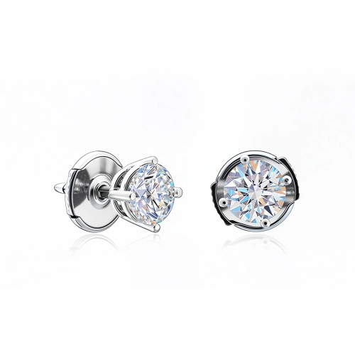 Серьги пусеты из белого золота 750 пробы с бриллиантами