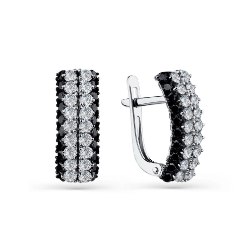 Серьги (585 б) черный бриллиант, бриллиант