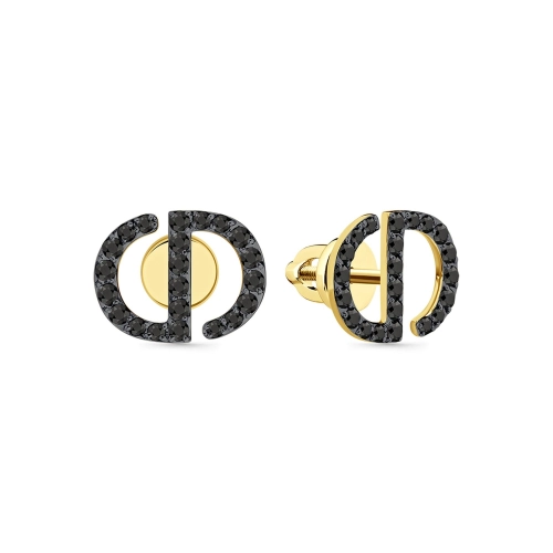 Пусеты (585 ж) черный бриллиант