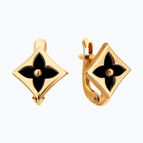 Серьги из золота 585 пробы с ониксом