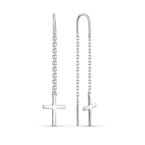 Серьги продевки из серебра 925 пробы