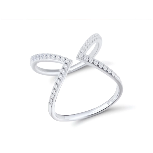 Кольцо фаланговое из серебра 925 пробы с фианитами