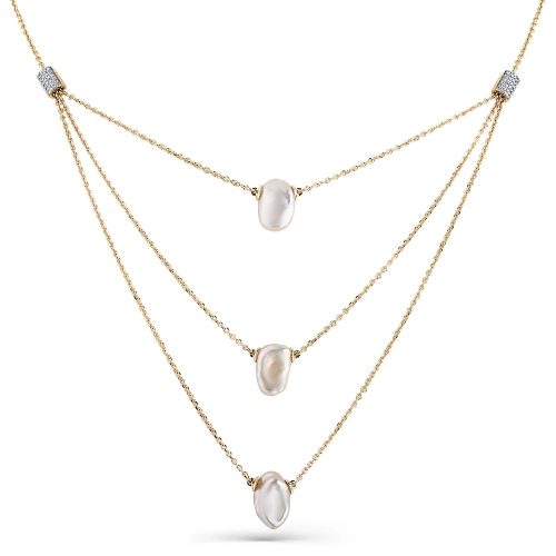 Колье (585 ж) жемчуг, бриллиант многоярусное