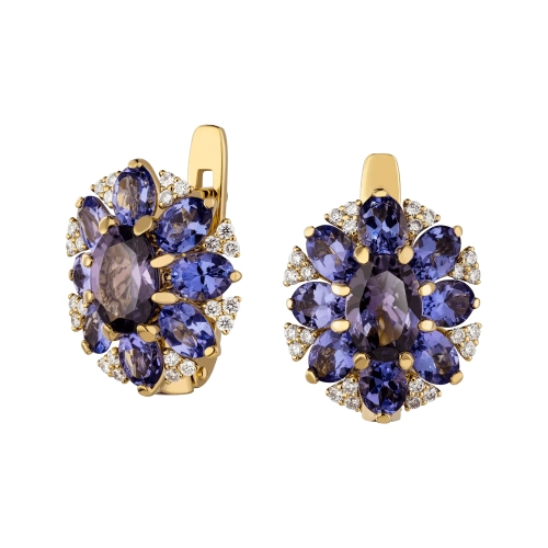 Серьги (750 ж) танзанит, шпинель, бриллиант