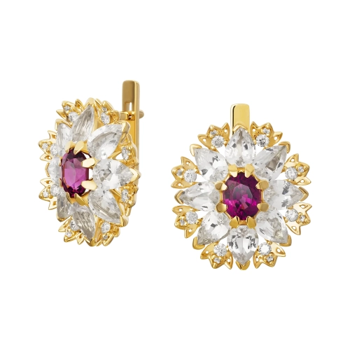 Серьги (750 ж) рубин, сапфир, бриллиант