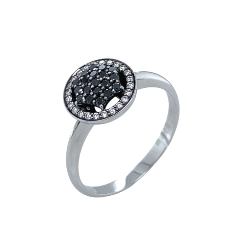 Кольцо (585 б) черный бриллиант обл., бриллиант